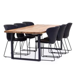 Wing Stol | Svart PU | Borstad metall