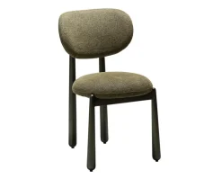 Woke Stol | Dark Olive Bouclé/Antique Pewter