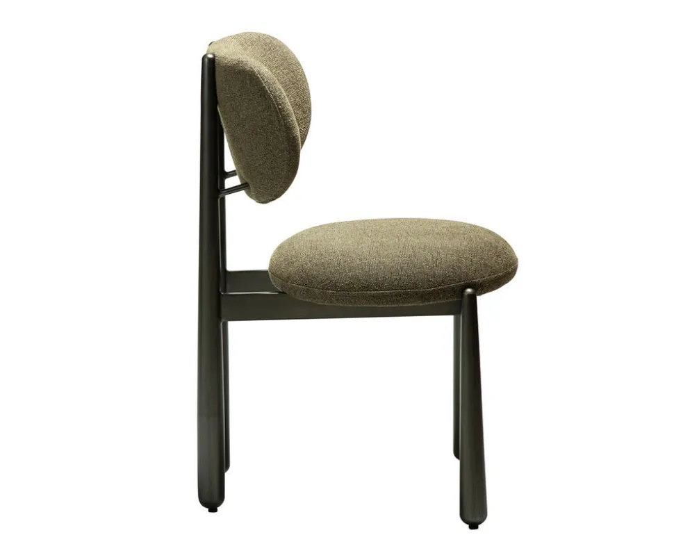 Woke Stol | Dark Olive Bouclé/Antique Pewter