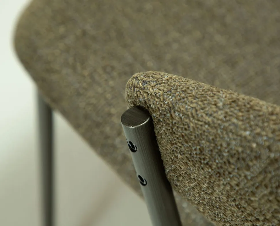 Zone Stol | Dark Olive Bouclé | Antique Pewter