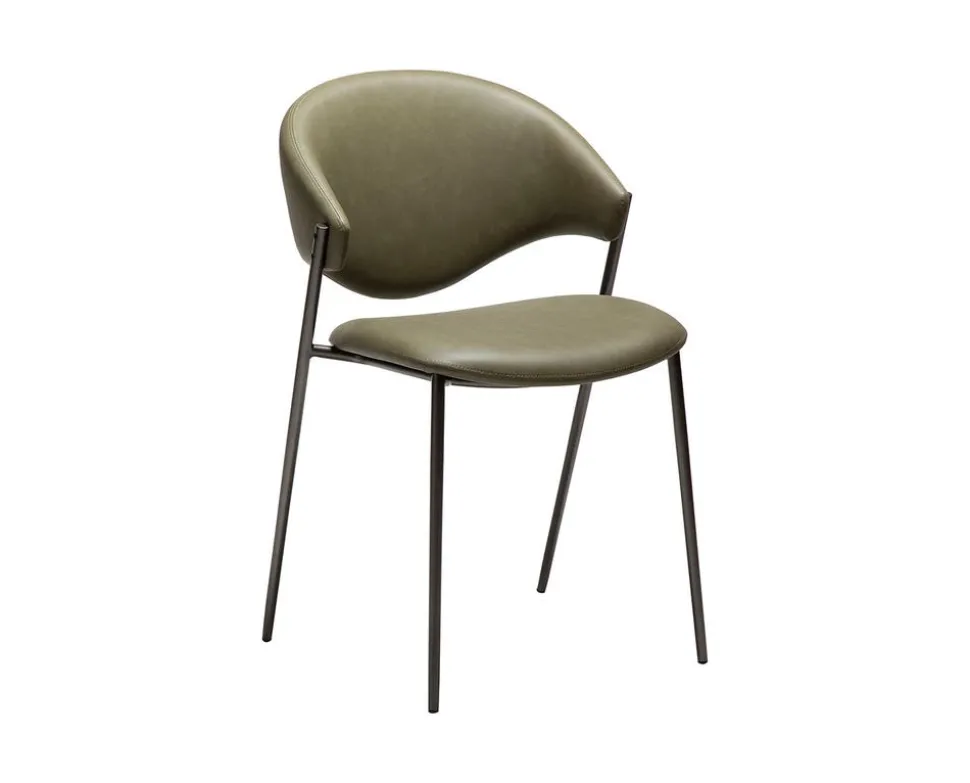 Zone Stol | Dark Olive Konstläder | Antique Pewter