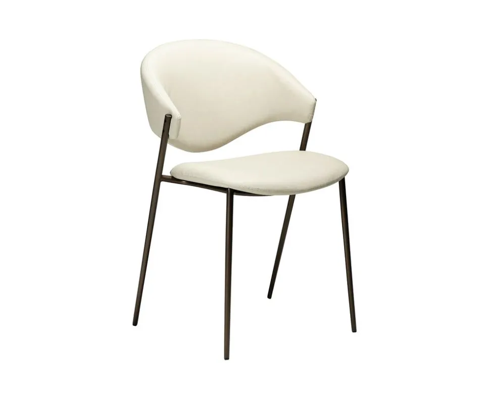 Zone Stol | Frosted Almond Konstläder | Antique Brass